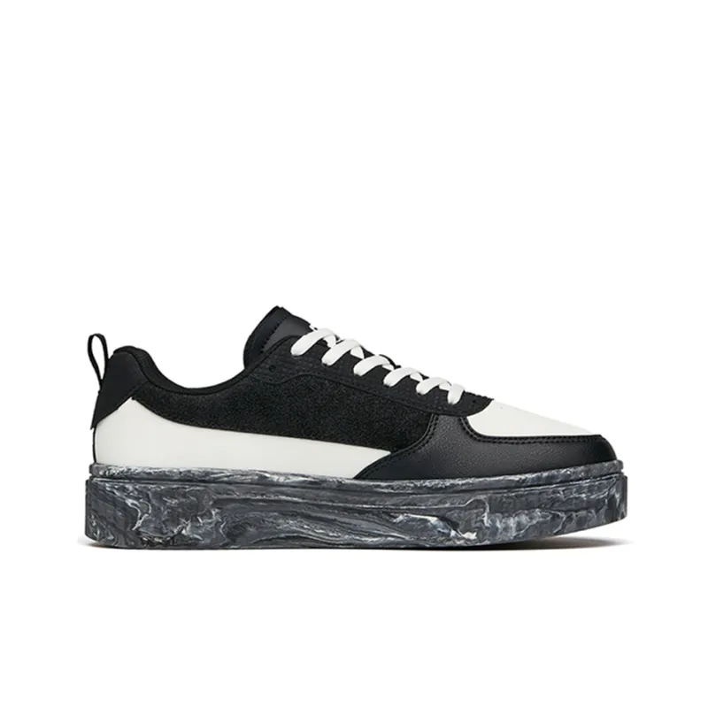 Anta Life Collection Non slip Lightweight Low Top Skateboard Shoes Women's Black White-1