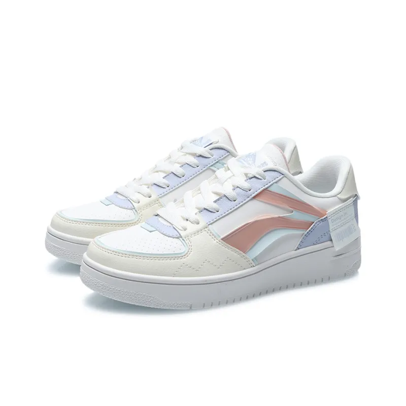 LiNing Slip Resistant, Abrasion Resistant, Balance, Lightweight Low Top Skateboard Shoes Women's White Pink Purple-2
