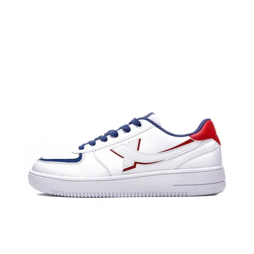 XTEP Wear Resistant Slip Resistant Low Top Skateboard Shoes Men's White Blue Red