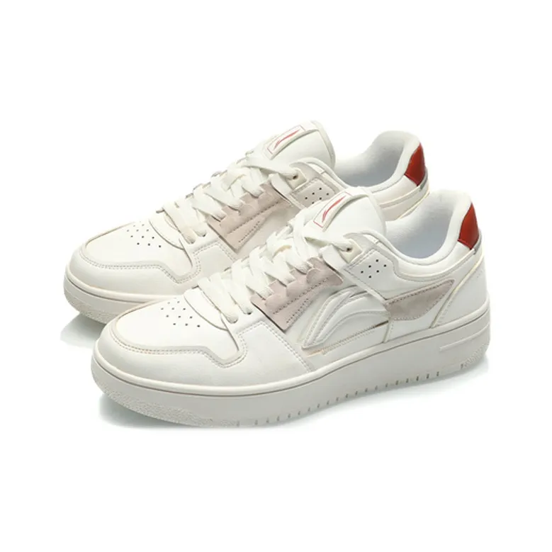LiNing Tianji Slip Resistant Cushioning Wear Resistant Breathable Low Top Skateboard Shoes Men's Mist White-3