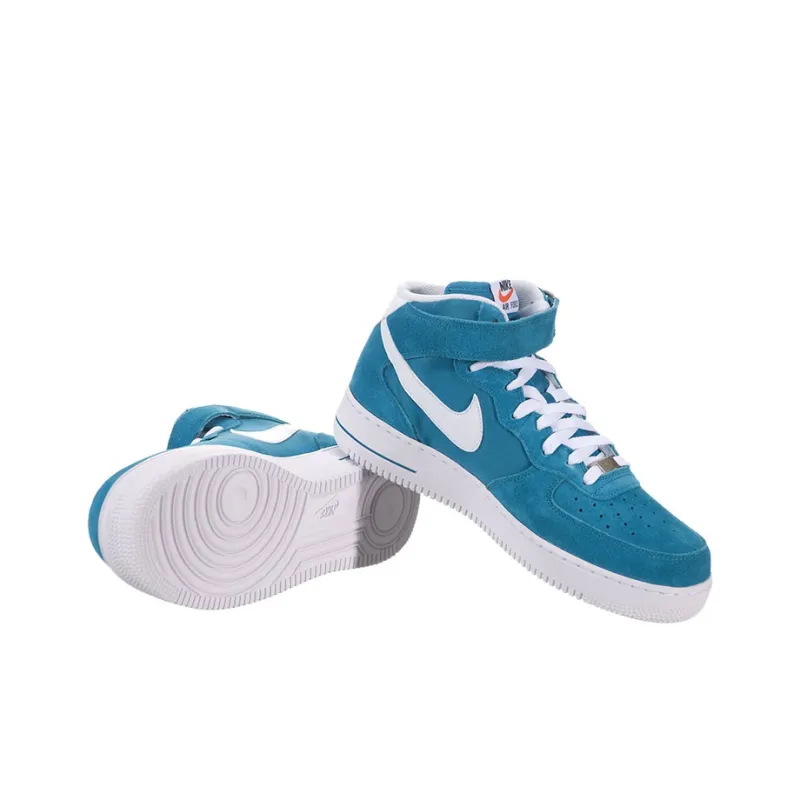 Nike Air Force 1 Skateboard Shoes Men Mid-Top Blue/White-4