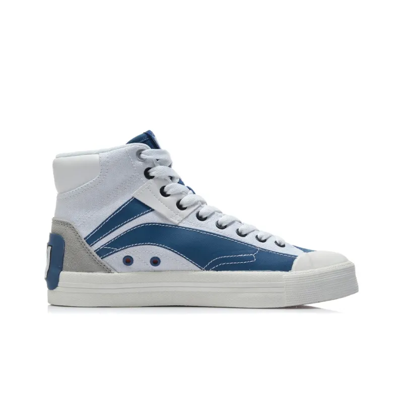 Keith Haring X LINING Disney Skateboard Shoes Women's High Top Standard White/Paradise Blue-1