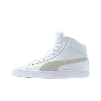 PUMA Mid Leather Fur Lined Cozy Stay Warm Mid Top Casual Skate Shoes Unisex White Fleece Lined