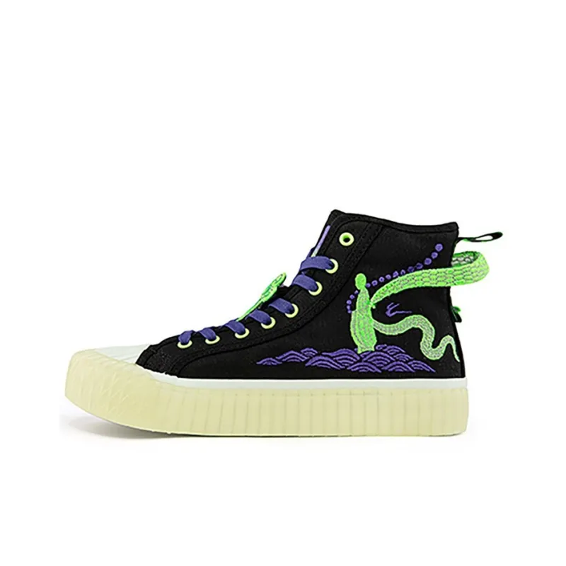 Kappa High-Top Skateboard Shoes Unisex Black-0