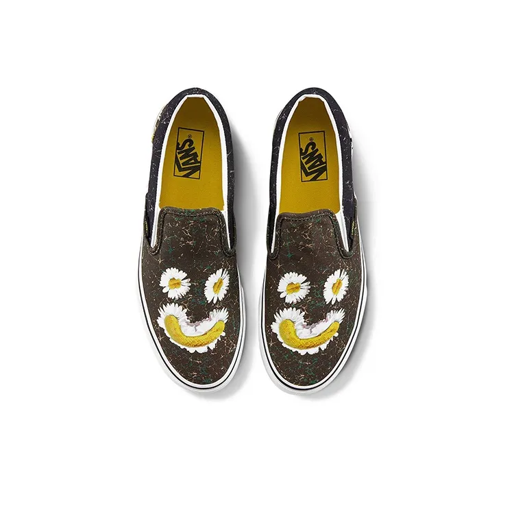 Vans Slip On Low Top Canvas Shoes Black/Green-2