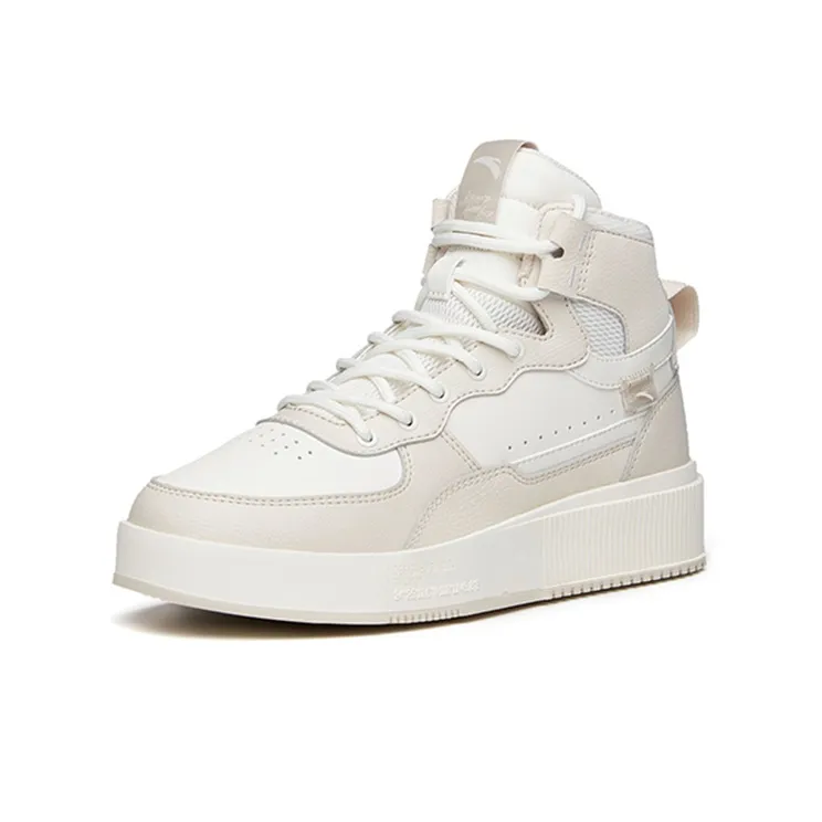 Anta Life Collection Non slip Lightweight High Top Skateboard Shoes Women's White Gray-2