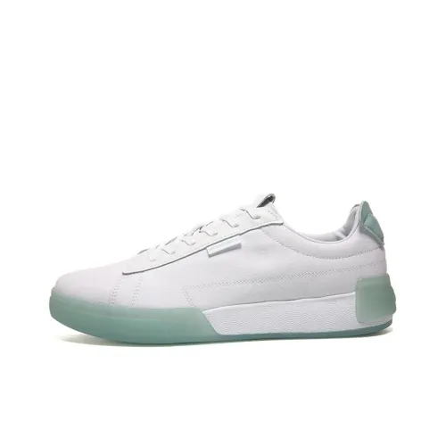 PEAK Skateboard Shoes Men Low-Top Large White/Light Green