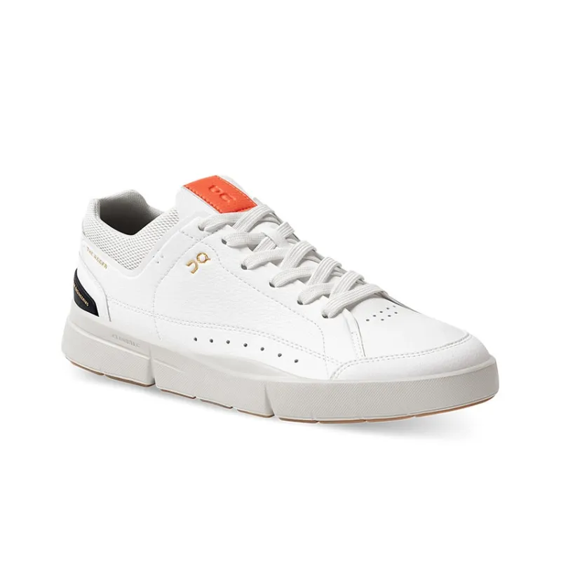 On THE ROGER Skateboard Shoes Women's Low Top White/Flame Orange-2