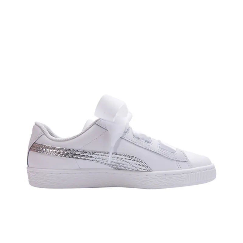 PUMA Basket Heart Coated Glam Jr 'Silver White' Women's-1