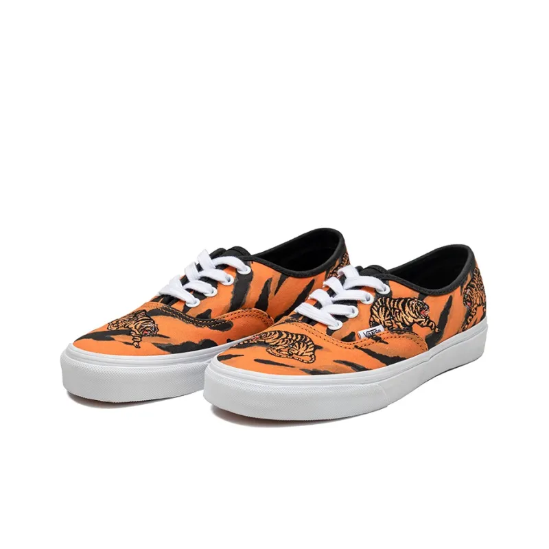 Vans Unisex Authentic Low Top Sneakers Black/Orange-2