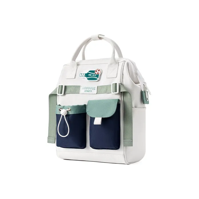 MR.ACE HOMME Polyester Backpack Unisex Dusty Blue White-12