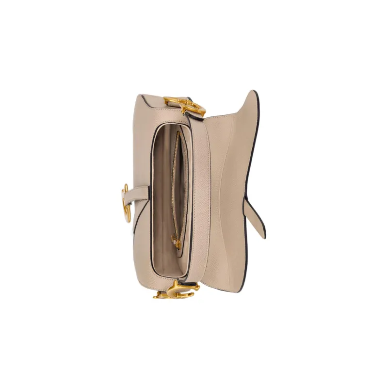 DIOR Saddle Grained Cow Leather Saddle Bag Shoulder Bag Crossbody Bag Handbag Women's Pink Beige-4