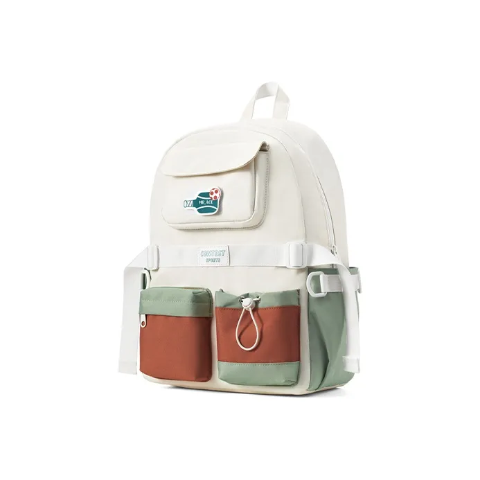 MR.ACE HOMME Polyester Backpack Regular Unisex Dusty Blue White Caramel White-7
