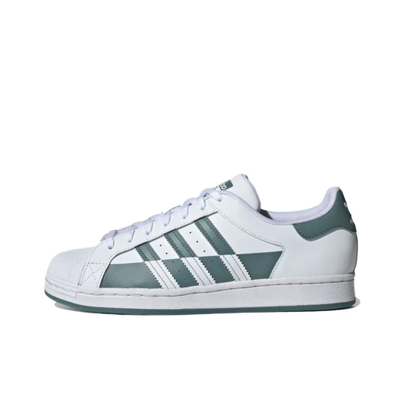Adidas Originals Superstar Non-slip Lightweight Low-Top Skateboard Shoes Unisex White Emerald-0