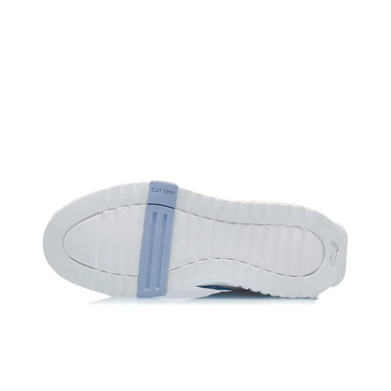 LiNing 001 UNBLOCK Anti-Slip Wear-Resistant Low-Top Skateboard Shoes Women's White Blue Pink-4
