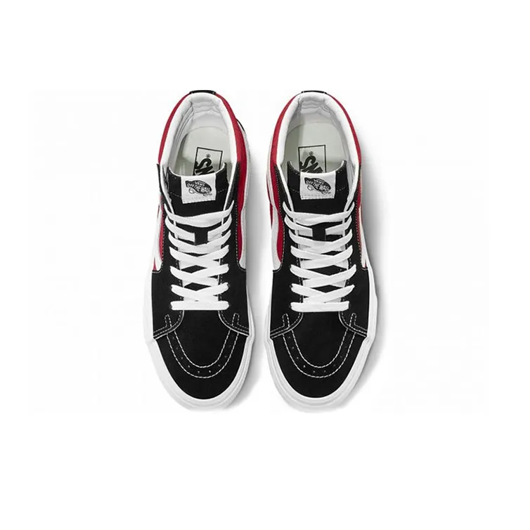 Vans SK8 HI Sidewall Logo Black Racing Red Suede Skate Shoes 'Black Racing Red'-3