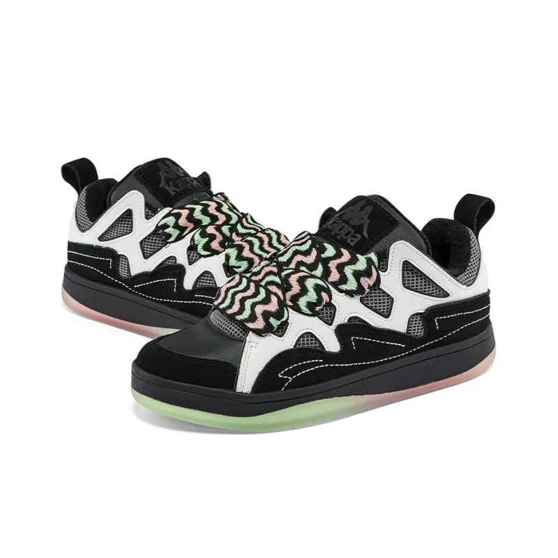 Kappa Fatty Wear Resistant Coverage Slip Resistant Low Top Skateboard Shoes Unisex Black-4