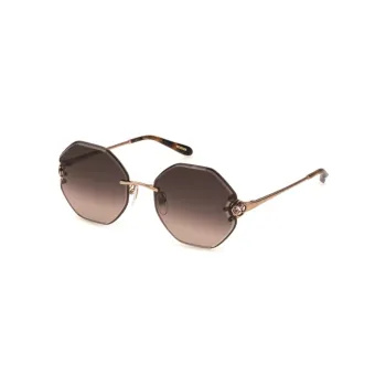 CHOPARD Metal Bright Gold Copper Alloy Irregular Shape Sunglasses Women's Brown