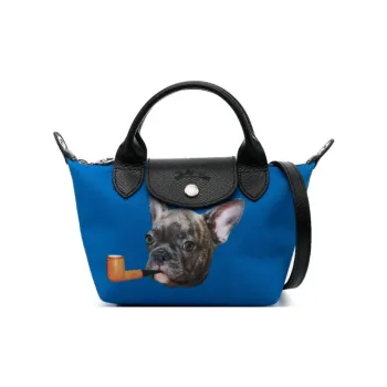 LONGCHAMP ToilerPaper Collaboration Fabric Tote Bag Shopping Bag Handbag Crossbody Bag Regular Women's Blue