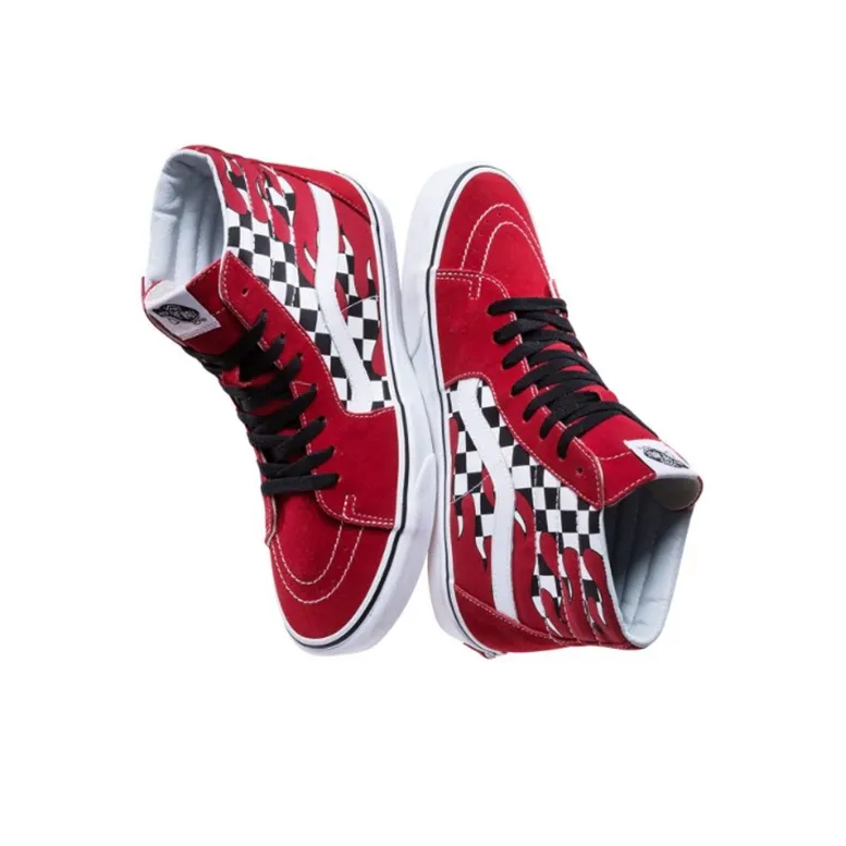 Vans SK8 HI Red Checker Flame 'Red Black White'-3
