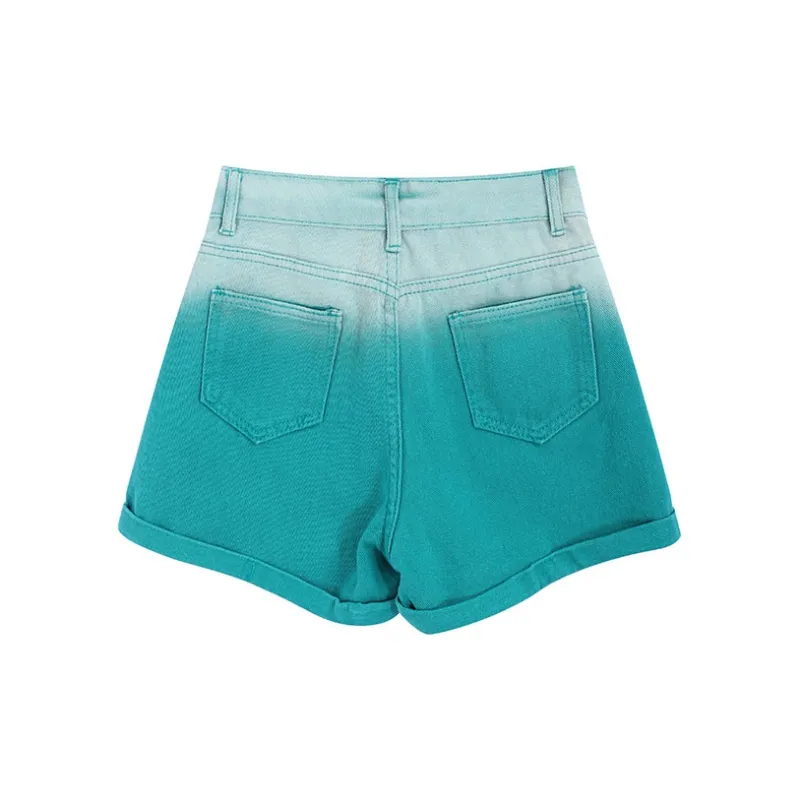 Garbege Denim Shorts Women's Green-1