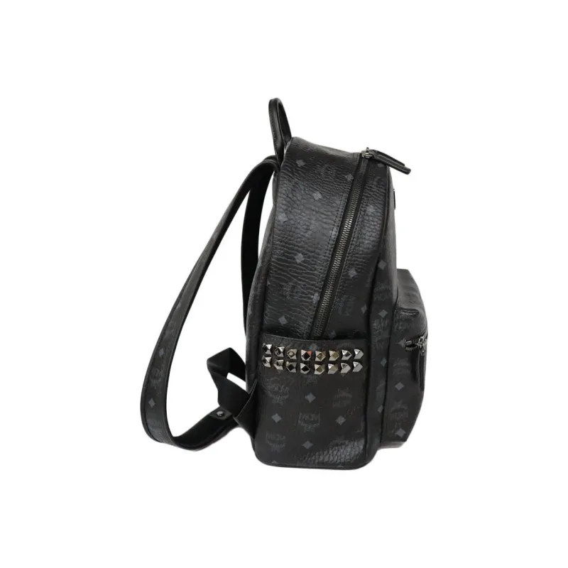 MCM Stark Backpack Visetos Side Studs Small/Medium Black-2