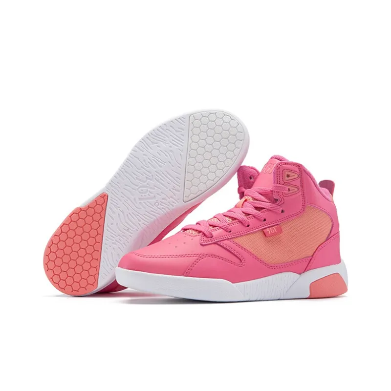 361° High Top Winter Padded Skateboard Shoes Women's Peach Red-3