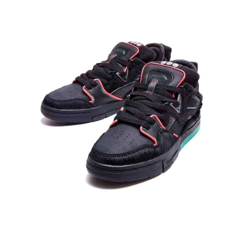 LiNing Wave Pro Slip Resistant Cushioning Wear Resistant Low Top Skateboard Shoes Men's Black-3