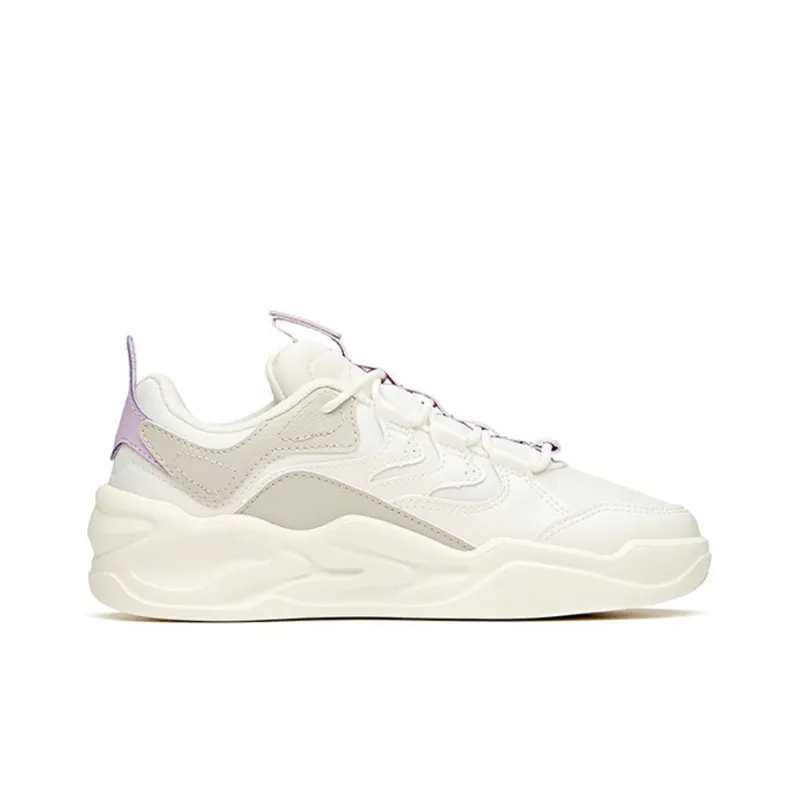 ANTA Life Collection Skateboard Shoes Women's Low Top Ivory White/Shade 1 Gray/Light Lilac-1