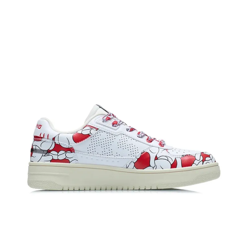 Disney x LiNing Low-Top Skateboard Shoes Men's White Red-1
