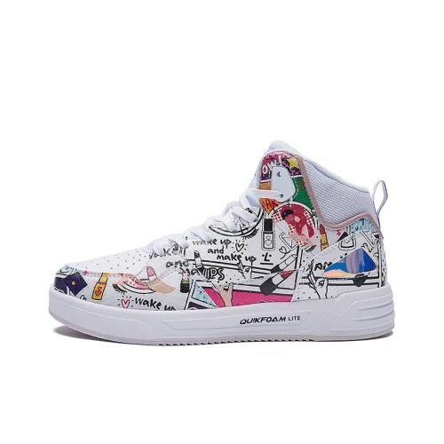 361° Anti-Slip Wear-Resistant High-Top Skateboard Shoes Women's White Pink