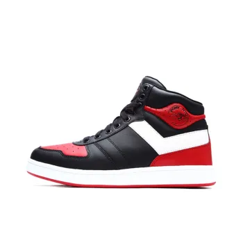 Pony Skateboard Shoes Unisex Mid Top Black Red