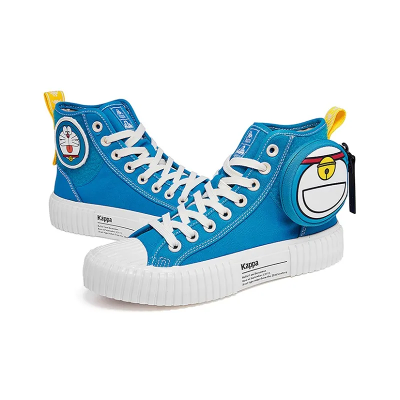 Doraemon x Kappa Anti Slip Wear Resistant Lightweight Breathable High Top Skateboard Shoes Unisex Blue-1