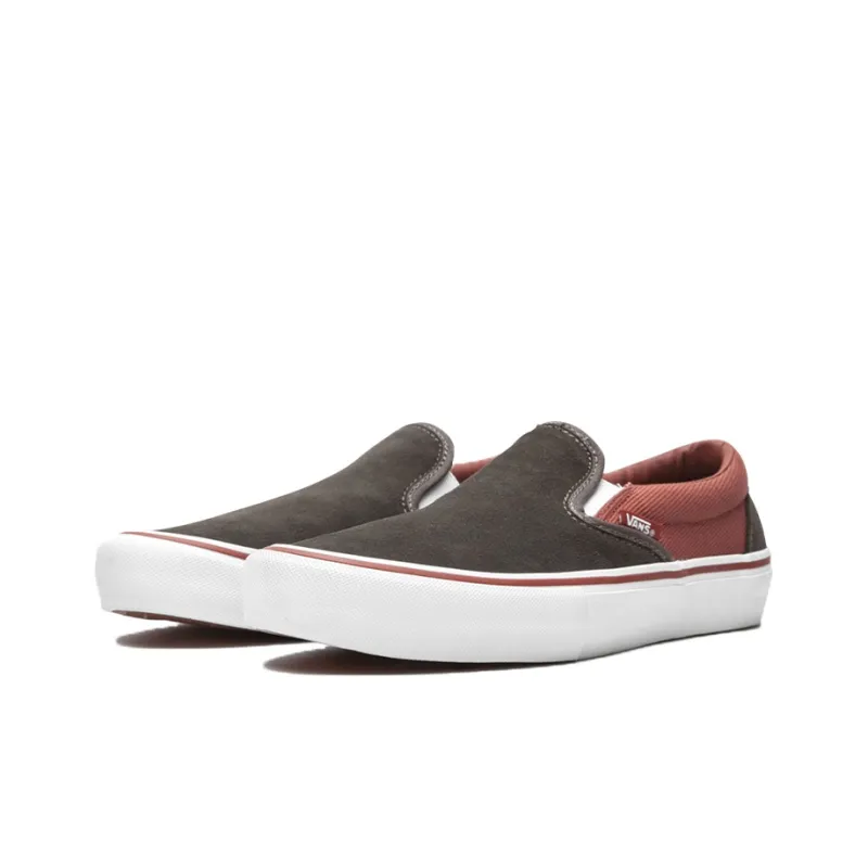 Vans Slip on Breathable Wear Resistant Non Slip Low Top Casual Skate Shoes Brown Red-1