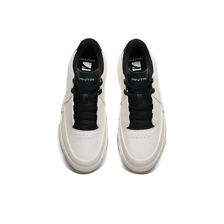 Anta AT91 Wear Resistant Slip Resistant Low Top Skateboard Shoes Men's White Black-3