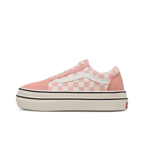 Vans Old Skool Skateboard Shoes Women's Low-Top Pink/White Checkered