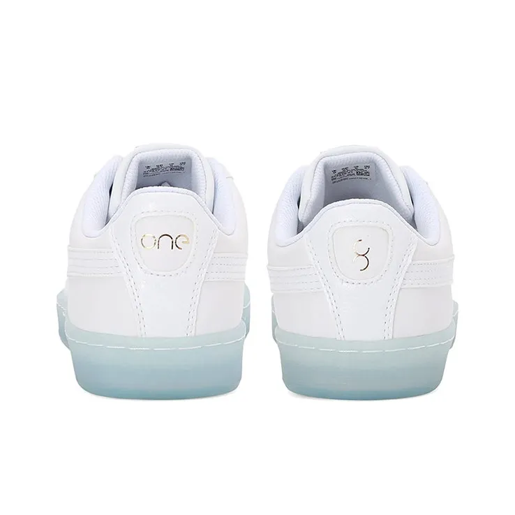 PUMA Basket Classic Reptile One8 Anti-Slip And Wear-Resistant Lightweight Low-Top Skateboard Shoes Unisex White Gold-3
