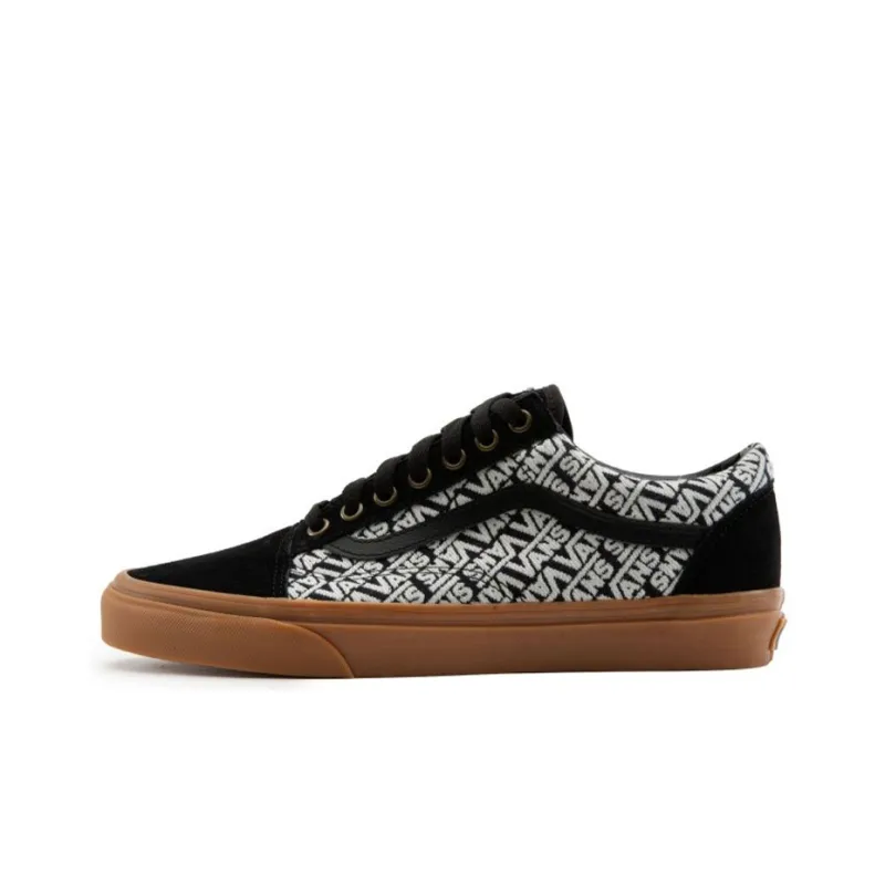 Vans Old Skool Casual Fashion Skate Shoes Full Print Black White-0