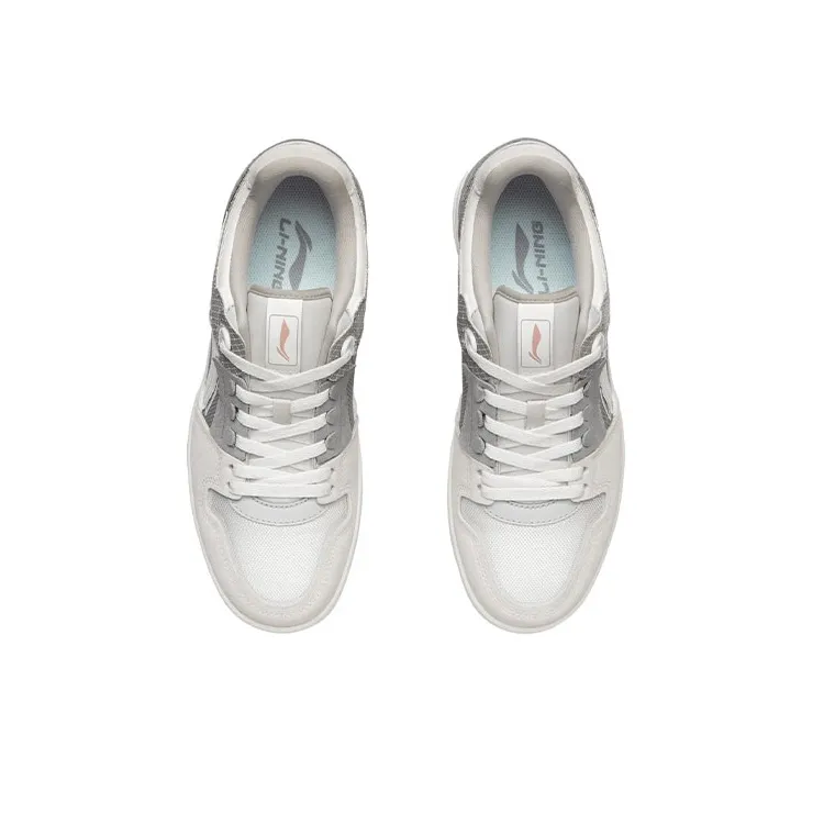 LiNing Tianji Lightweight And Wear resistant Low Top Skateboard Shoes Men's Ecru Gray-3