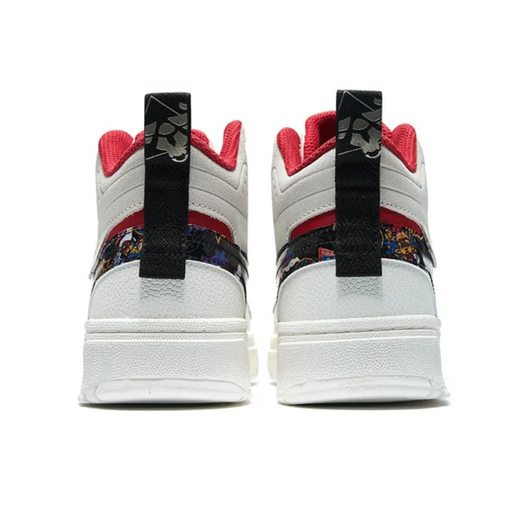 XTEP Cow Turns The World Skateboard Shoes Women's High Top White Red-2