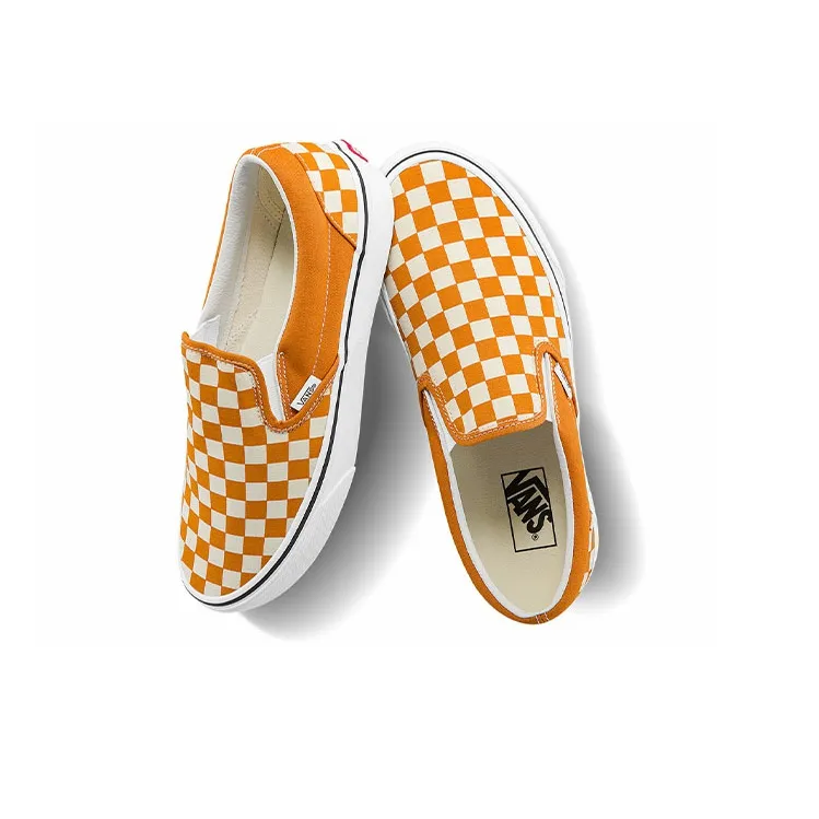 Vans Unisex Checkerboard Classic Slip On Sneakers Yellow/White-3