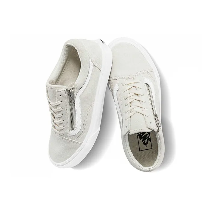 Vans Old Skool Zip Casual Low Tops Skateboarding Shoes Unisex White-3