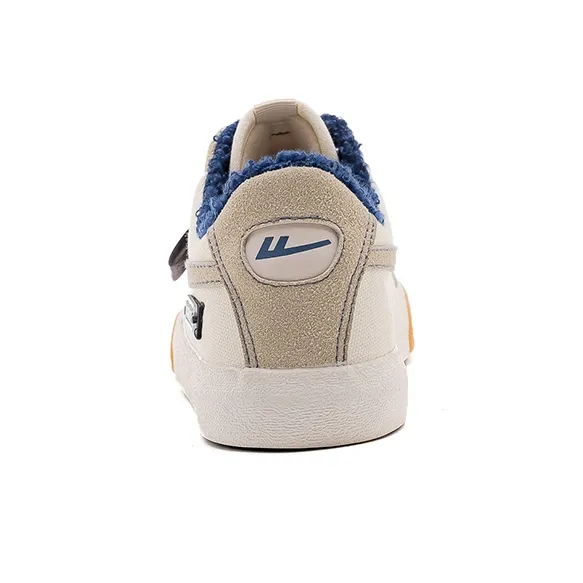 Warrior Fleece Lined Thin Cotton Shoes Thermal Low Top Skateboard Shoes Unisex Beige Dark Blue-3