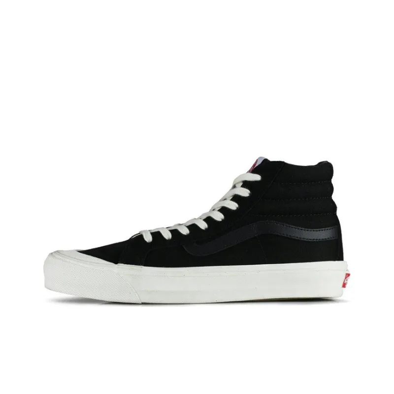 Vans Style 138 Non slip Lightweight High Top Skateboard Shoes Unisex Black White-0