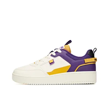 Anta Anti Slip And Wear Resistant Lightweight Low Top Skateboard Shoes White Purple Yellow