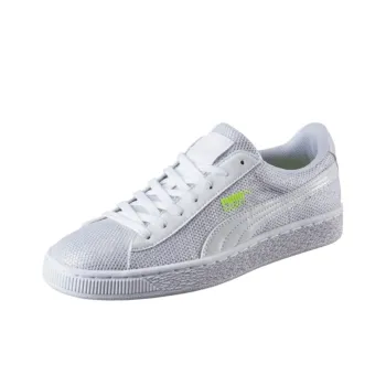 PUMA Basket Reset Coverage Slip-Resistant Cushioning Support Low-Top Skateboard Shoes Women's White