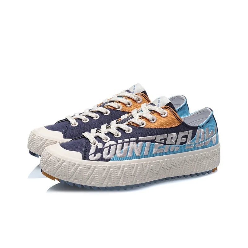 LiNing CF Slip Resistant Cushioning Low Top Skateboard Shoes Women's Blue-2