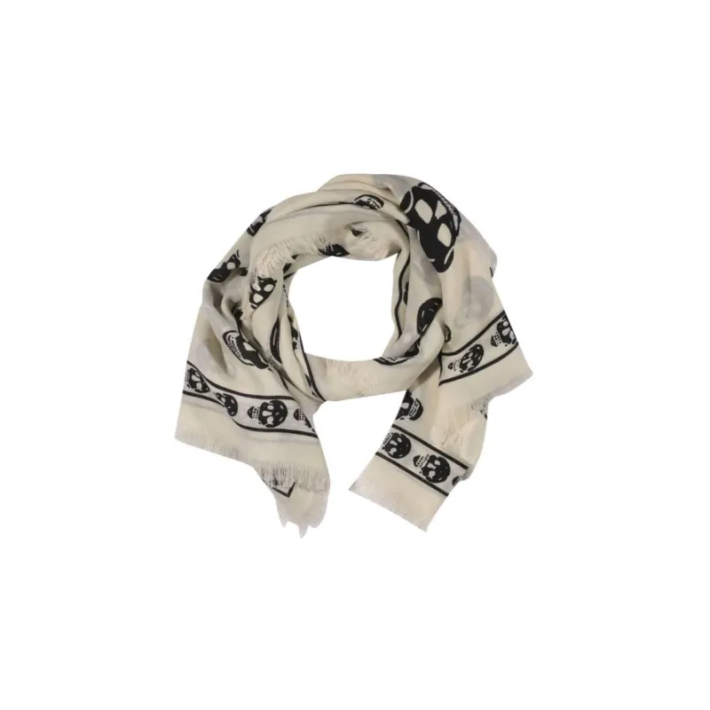 Alexander McQueen Skull Printed Fringed Scarf-1