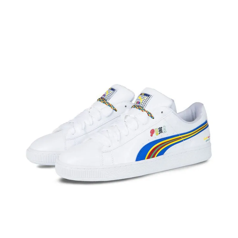 PUMA Basket Dee Coverage, Cushioning, Lightweight Low Top Skateboard Shoes Men's White-1