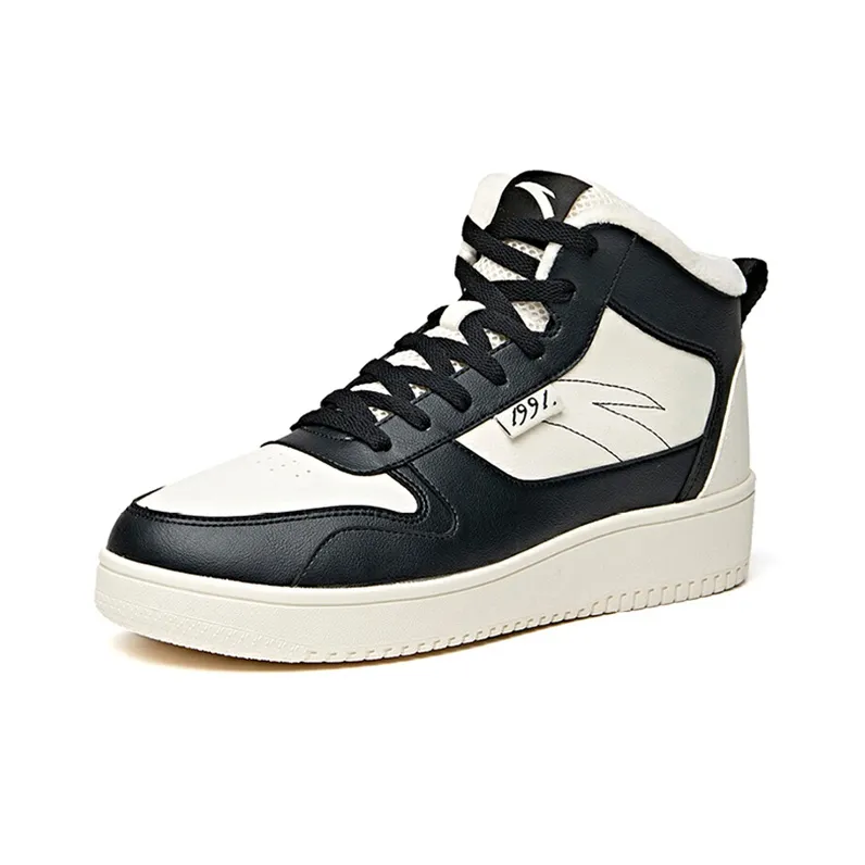 Anta Life Collection Coverage Warm Slip Resistant Mid Top Skateboard Shoes Men's White Black-1